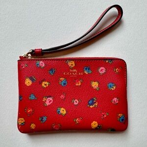 Coach Red Multicolor Floral Wristlet